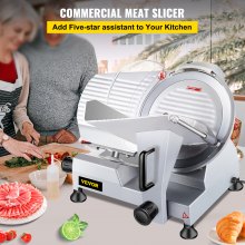 VEVOR Commercial Meat Slicer,12 inch Electric Meat Slicer Semi-Auto 420W Premium Carbon Steel Blade Adjustable Thickness, Deli Meat Cheese Food Slicer Commercial and for Home use,Sliver