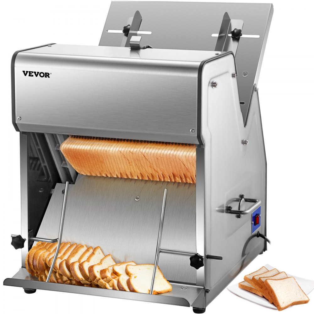 VEVOR Trancheuse à pain commerciale, machine de découpe de pain électrique de 12 mm d'épaisseur, trancheuse à pain de boulangerie commerciale 31 pièces, machine de découpe de pain grillé 110 V, coupe-pain pour coupe de feuille de pain