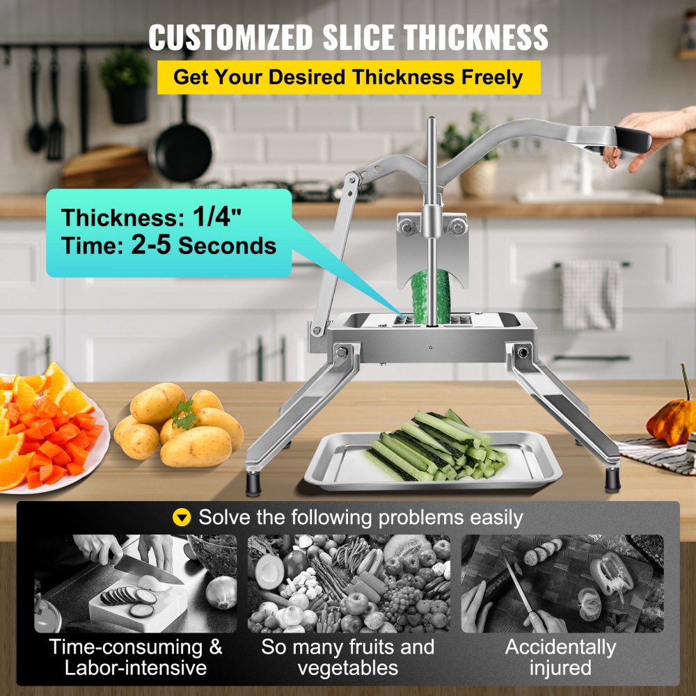 1/4" Multipurpose Slicer Onion Quick Slicer Stainless Steel Blade with Tray