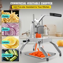 VEVOR Commercial Vegetable Fruit Dicer 3/16" Blade Onion Cutter Heavy Duty Stainless Steel Removable and Replaceable Kattex Chopper Tomato Slicer with Tray Perfect for Pepper Potato Mushroom