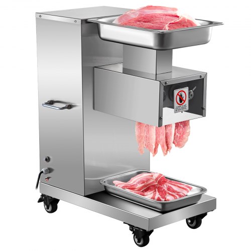 VEVOR Commercial Meat Cutter Machine 1100 LB/H Meat Cutter Electrical 750W Slice Machine Commercial 3mm Blade Restaurant Food Slicer Stainless Steel Cutting Machine Meat Silver Kitchen Meat Slicer