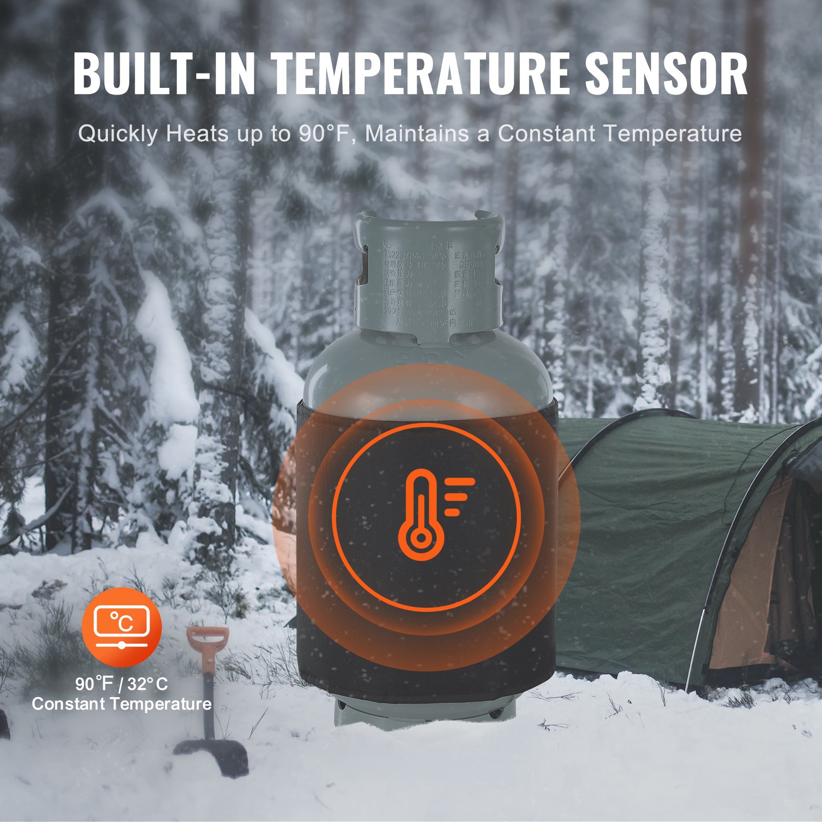 VEVOR Insulated Band Style Gas Cylinder Warmer for 18.1 kg Gas Tanks 120W 32°C
