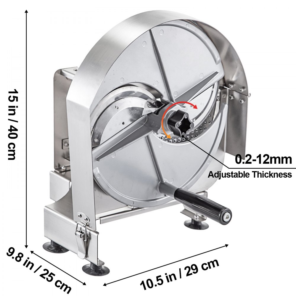 VEVOR Commercial Vegetable Slicer, 0.2-12mm Adjustable Thickness Manual Vegetable Slicer, Stainless Steel Multifunctional Commercial Manual Slicer, for Slicing Fruit Lemon Onion Cabbage