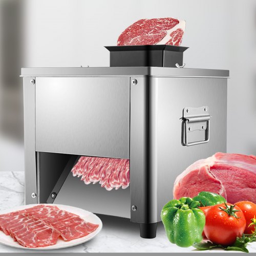 VEVOR Meat Cutting Machine Commercial 2.5 mm Cut Thickness Cutter Meat Machine 331lbs/H Commercial Electric Meat Slicing 850W Meat Cutter Machine Stainless Steel Electric Meat Cutter with Crank Handle