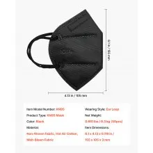 KN95 Face Masks Particulate Respirator Mask 50 Pack Allergy Mask (Black)