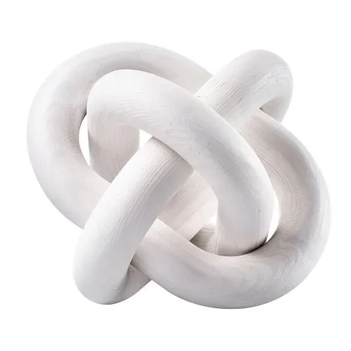 VEVOR Wood Chain Link Decor, 3 Link, Hand Carved Wooden Knot Decor, Coffee Table Decoration Modern Shelf Accents, Decorative Objects for Home Living Room Bedroom Entryway Farmhouse Bookshelf, White