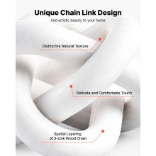 VEVOR Wood Chain Link Decor, 3 Link, Hand Carved Wooden Knot Decor, Coffee Table Decoration Modern Shelf Accents, Decorative Objects for Home Living Room Bedroom Entryway Farmhouse Bookshelf, White