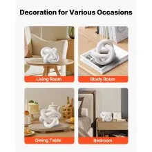 VEVOR Wood Chain Link Decor, 3 Link, Hand Carved Wooden Knot Decor, Coffee Table Decoration Modern Shelf Accents, Decorative Objects for Home Living Room Bedroom Entryway Farmhouse Bookshelf, White