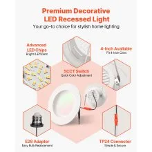 10 Pack LED Recessed Lighting 4 Inch Retrofit Can Lights 750 LM 9W 120V 5CCT