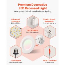 12 Pack LED Recessed Lighting 5/6 Inch Retrofit Can Lights 1050 LM 13W 5CCT