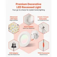 12 Pack LED Recessed Lighting 5/6 Inch Retrofit Can Lights 1050 LM 13W 5CCT