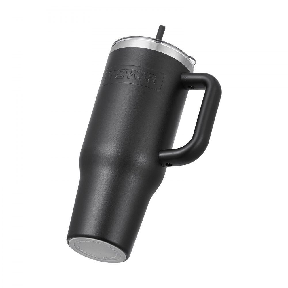 Botella de agua aislada de 40 oz, taza de café de acero inoxidable, portátil, color negro