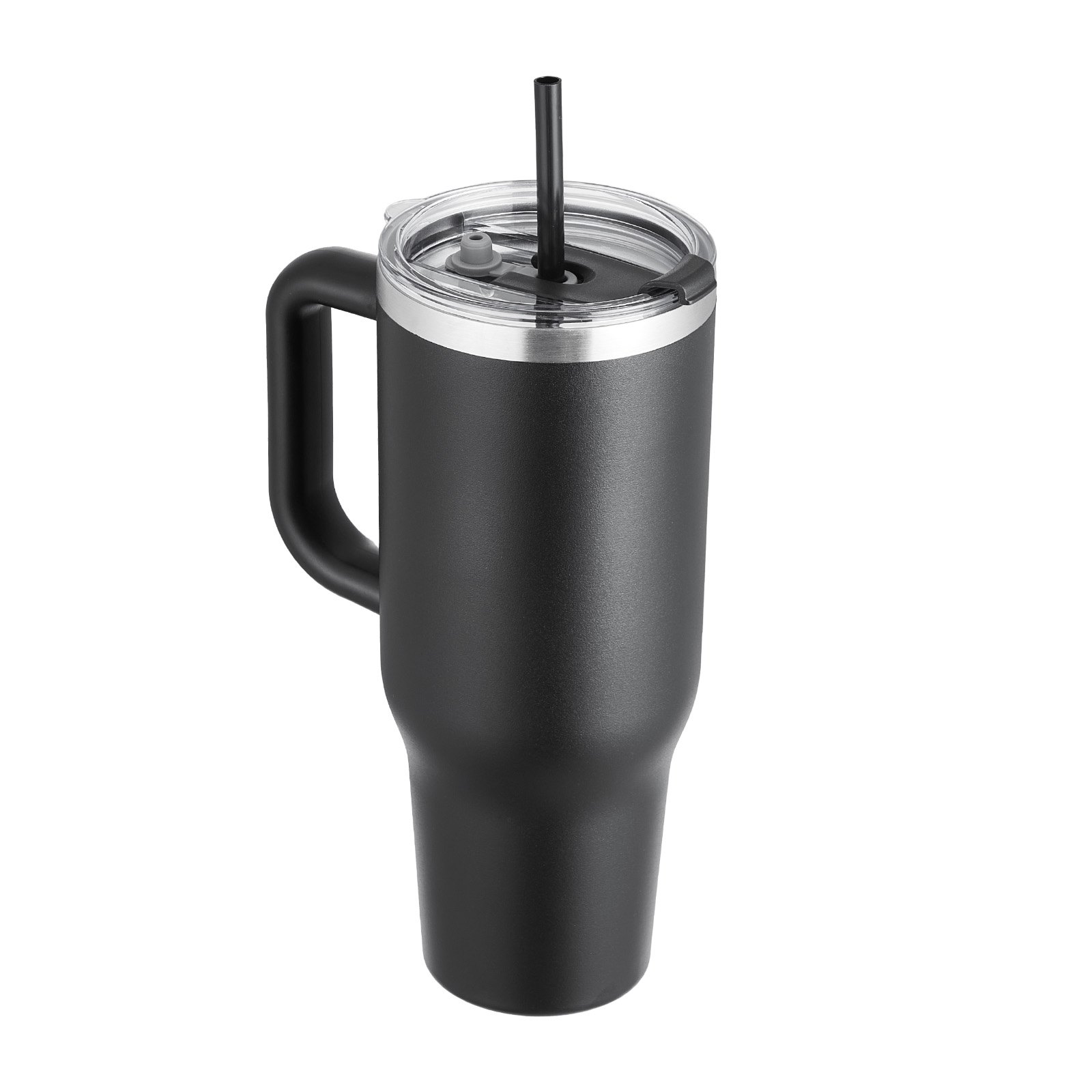 Botella de agua aislada de 40 oz, taza de café de acero inoxidable, portátil, color negro