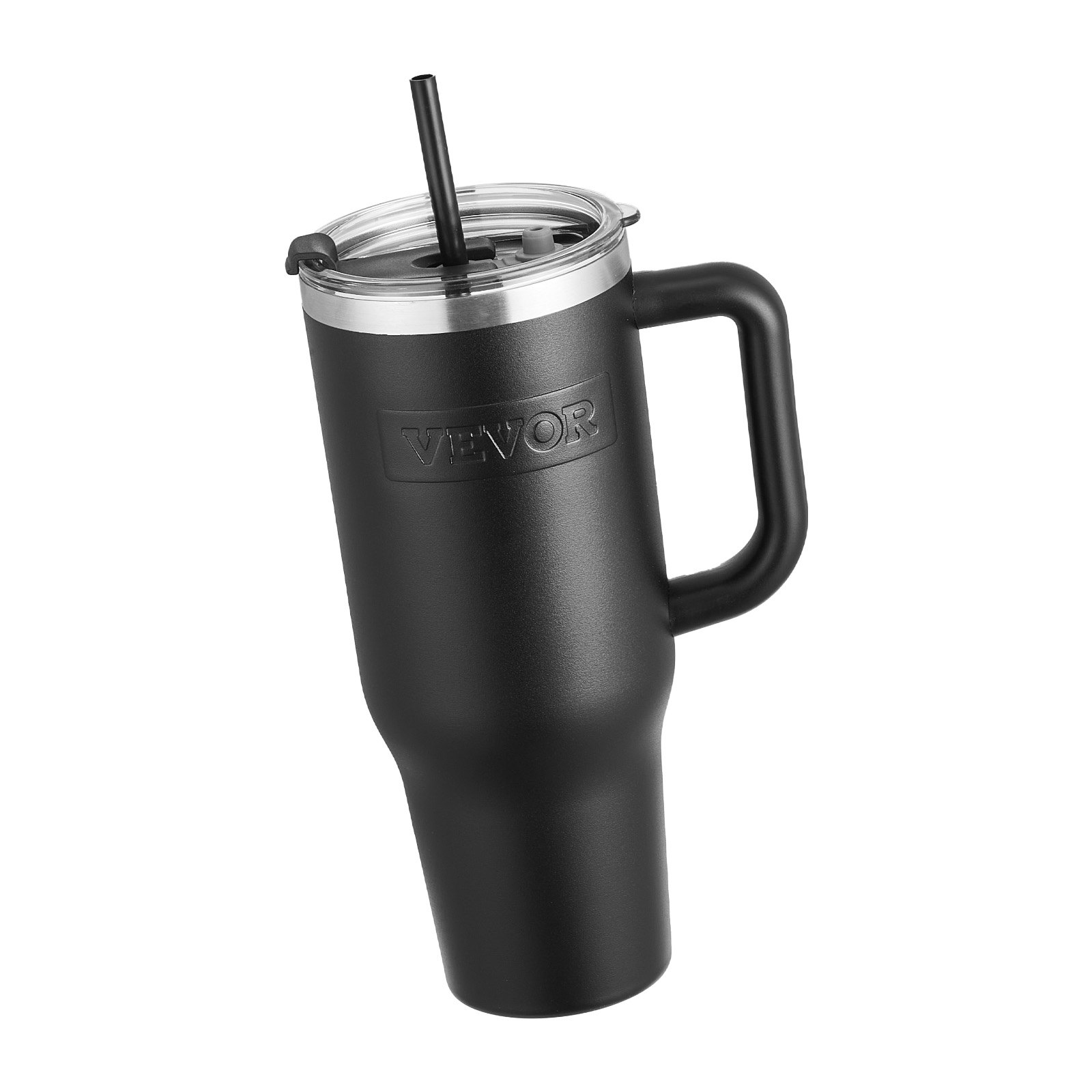 Botella de agua aislada de 40 oz, taza de café de acero inoxidable, portátil, color negro
