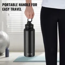 40 oz Insulated Water Bottle Stainless Steel with Wide Mouth Lid Black