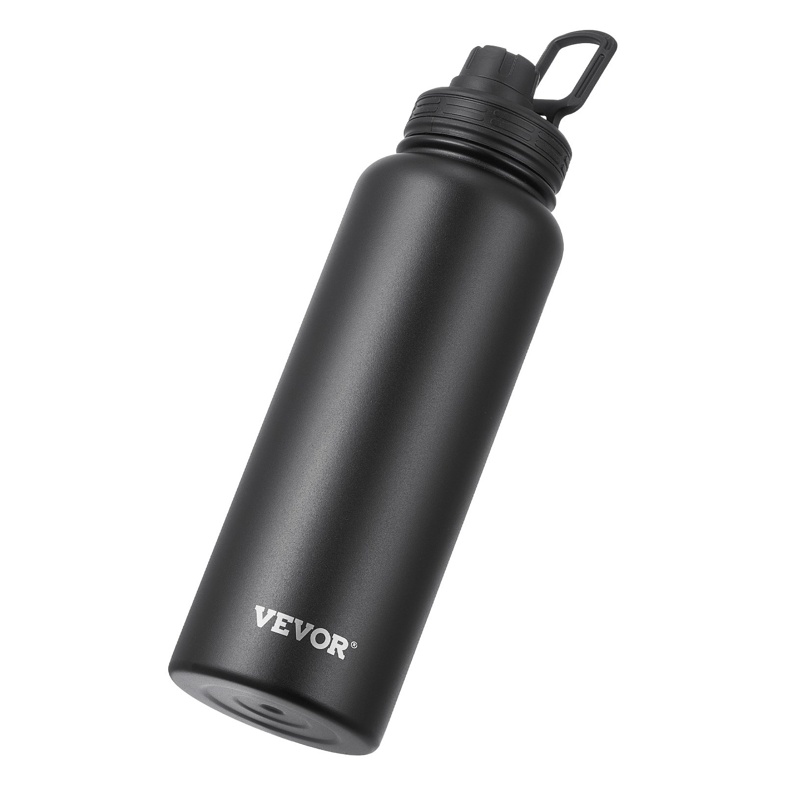 VEVOR 40 oz Insulated Water Bottle, Stainless Steel Camping & Hiking Hydration Flask with Wide Mouth Lid, Sports Coffee Cup Double Walled, Leakproof, for Indoor/Outdoor Use, FDA Listed,Black