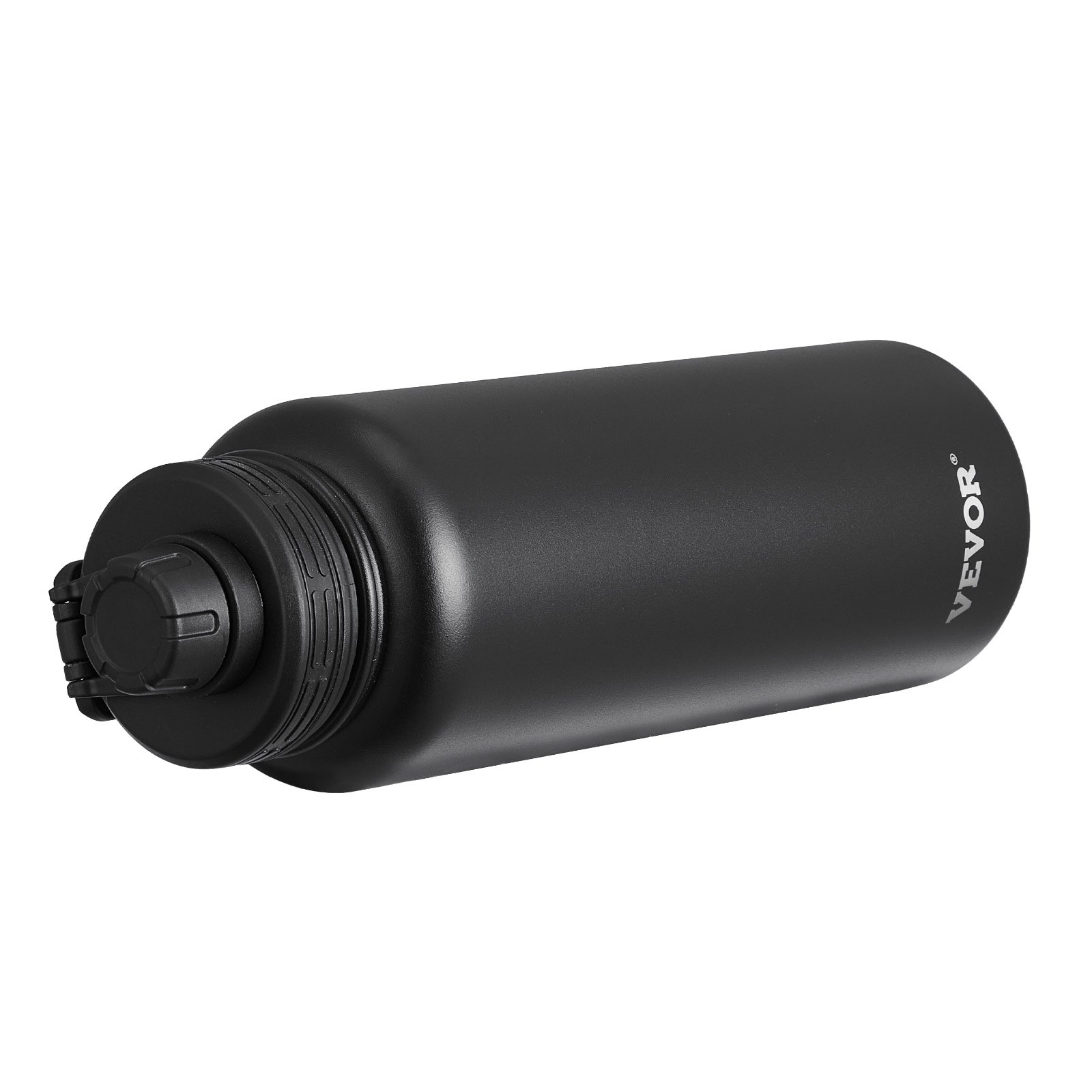 VEVOR 40 oz Insulated Water Bottle, Stainless Steel Camping & Hiking Hydration Flask with Wide Mouth Lid, Sports Coffee Cup Double Walled, Leakproof, for Indoor/Outdoor Use, FDA Listed,Black