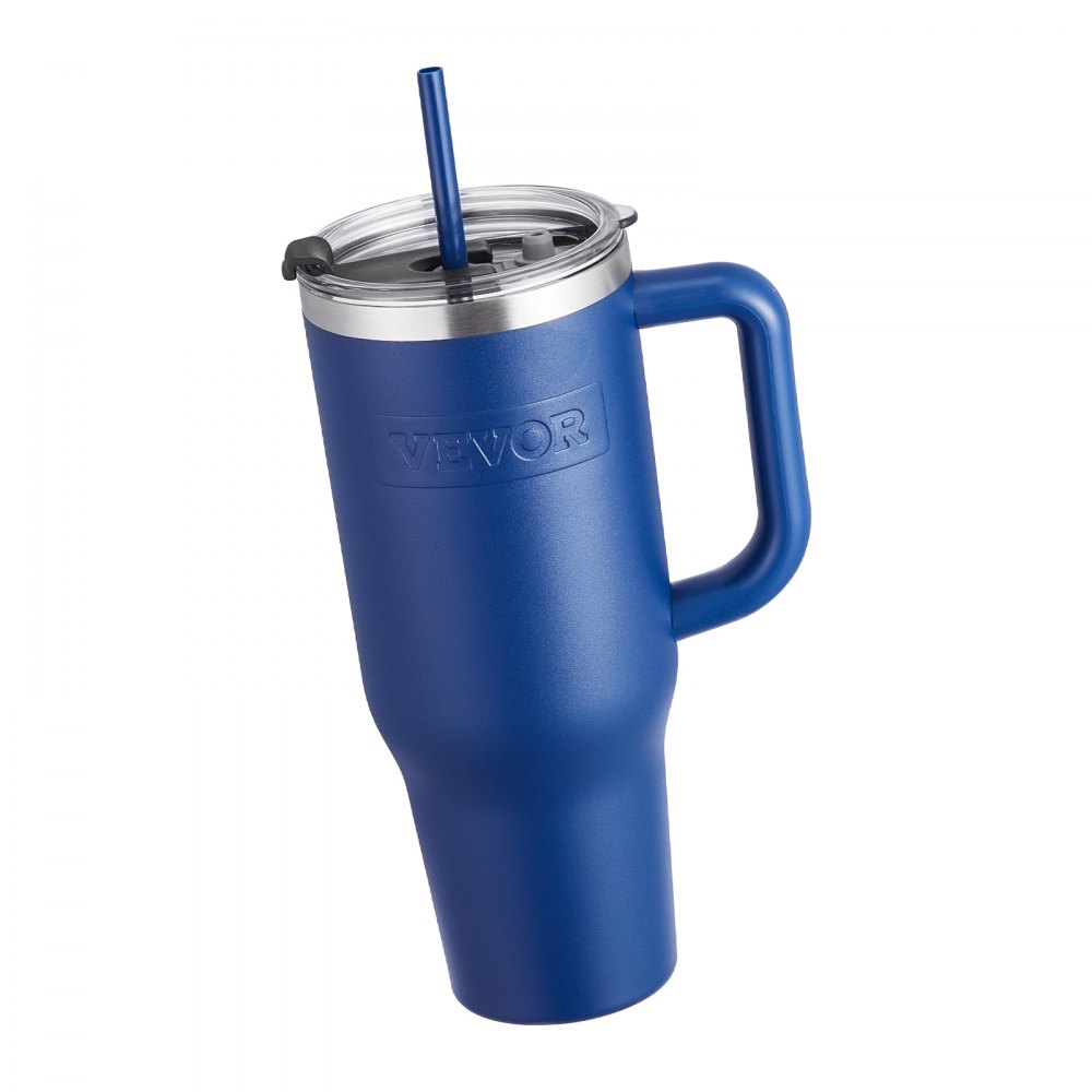 VEVOR 40 oz Insulated Water Bottle, Stainless Steel Sports Coffee Cup with Lid, Handheld Travel Coffee Mug Double Walled, Camping Hydration Flask Leakproof, for Indoor/Outdoor School, Work, Blue