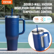 40 oz Insulated Water Bottle Stainless Steel Coffee Cup Handheld Blue