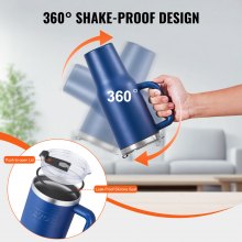 40 oz Insulated Water Bottle Stainless Steel Coffee Cup Handheld Blue