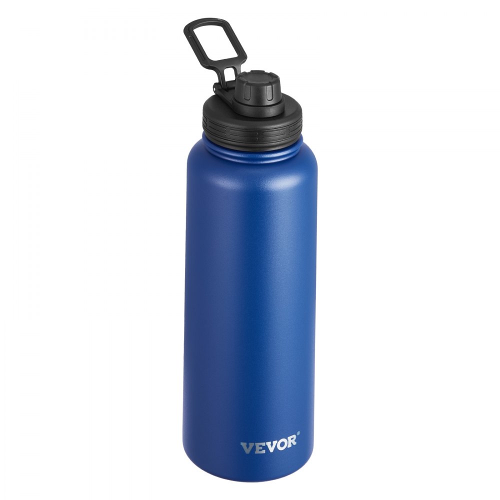 VEVOR 40 oz Insulated Water Bottle, Stainless Steel Camping & Hiking Hydration Flask with Wide Mouth Lid, Sports Coffee Cup Double Walled, Leakproof, for Indoor/Outdoor Use, FDA Listed,Blue