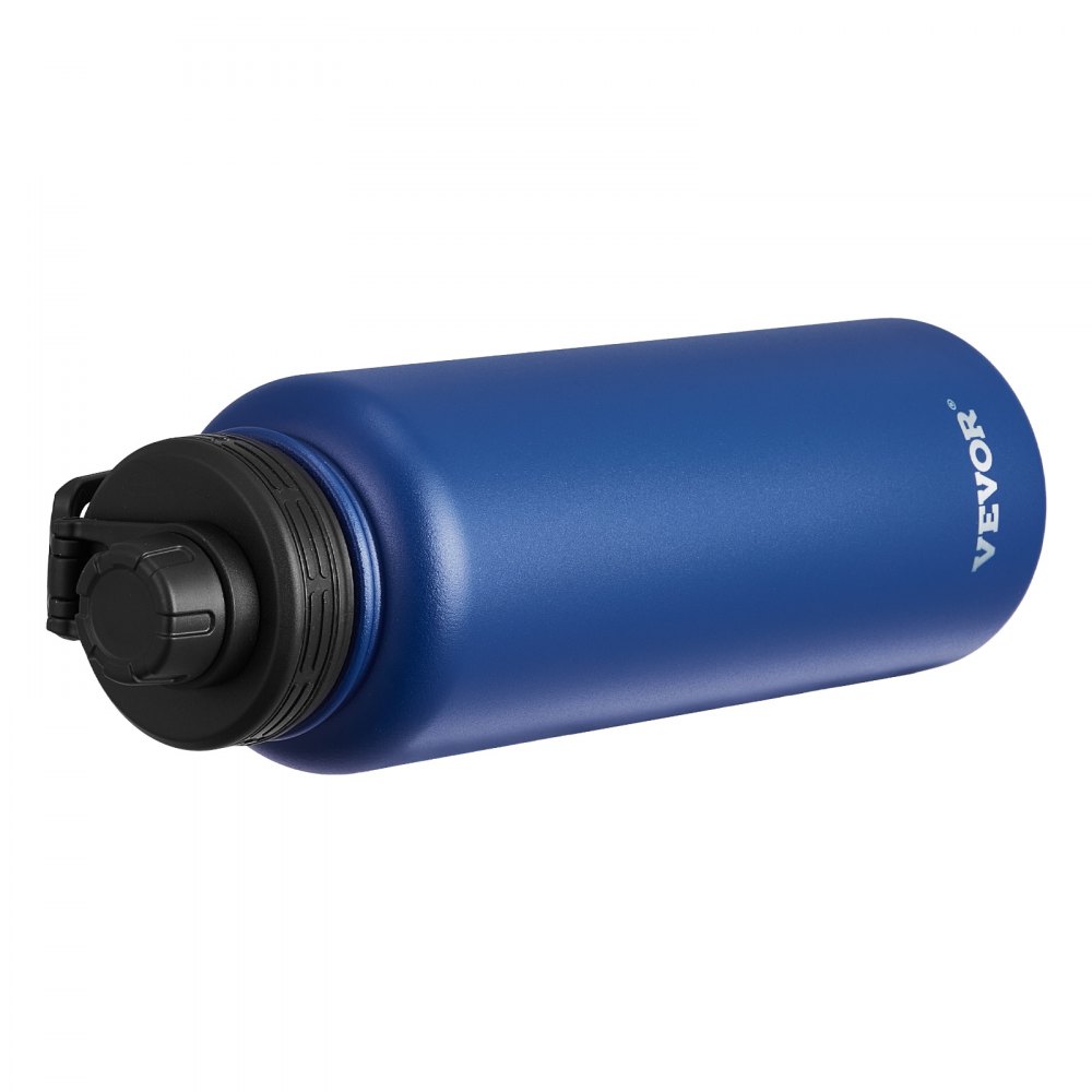 VEVOR 40 oz Insulated Water Bottle, Stainless Steel Camping & Hiking Hydration Flask with Wide Mouth Lid, Sports Coffee Cup Double Walled, Leakproof, for Indoor/Outdoor Use, FDA Listed,Blue