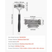 BBQ Grill Brush and Scraper Stainless Steel Bristle Free Grill Cleaner 17 in