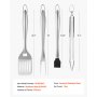 VEVOR Grilling Accessories, 4PCS BBQ Grill Tool Set, Heavy Duty Stainless Steel Barbecue Tools, Kitchen Utensils with Tong, Spatula, Fork, Brush, for Outdoor Grills, Gift for Father Men Husband