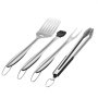 VEVOR Grilling Accessories, 4PCS BBQ Grill Tool Set, Heavy Duty Stainless Steel Barbecue Tools, Kitchen Utensils with Tong, Spatula, Fork, Brush, for Outdoor Grills, Gift for Father Men Husband