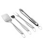 VEVOR Grilling Accessories, 4PCS BBQ Grill Tool Set, Heavy Duty Stainless Steel Barbecue Tools, Kitchen Utensils with Tong, Spatula, Fork, Brush, for Outdoor Grills, Gift for Father Men Husband