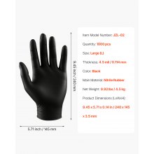 Black Nitrile Disposable Gloves 4.5 Mil Latex & Powder-Free 1000 Count Size L