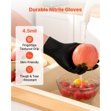 Black Nitrile Disposable Gloves 4.5 Mil Latex & Powder-Free 100 Count Size M