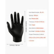 Black Nitrile Disposable Gloves 4.5 Mil Latex & Powder-Free 100 Count Size M