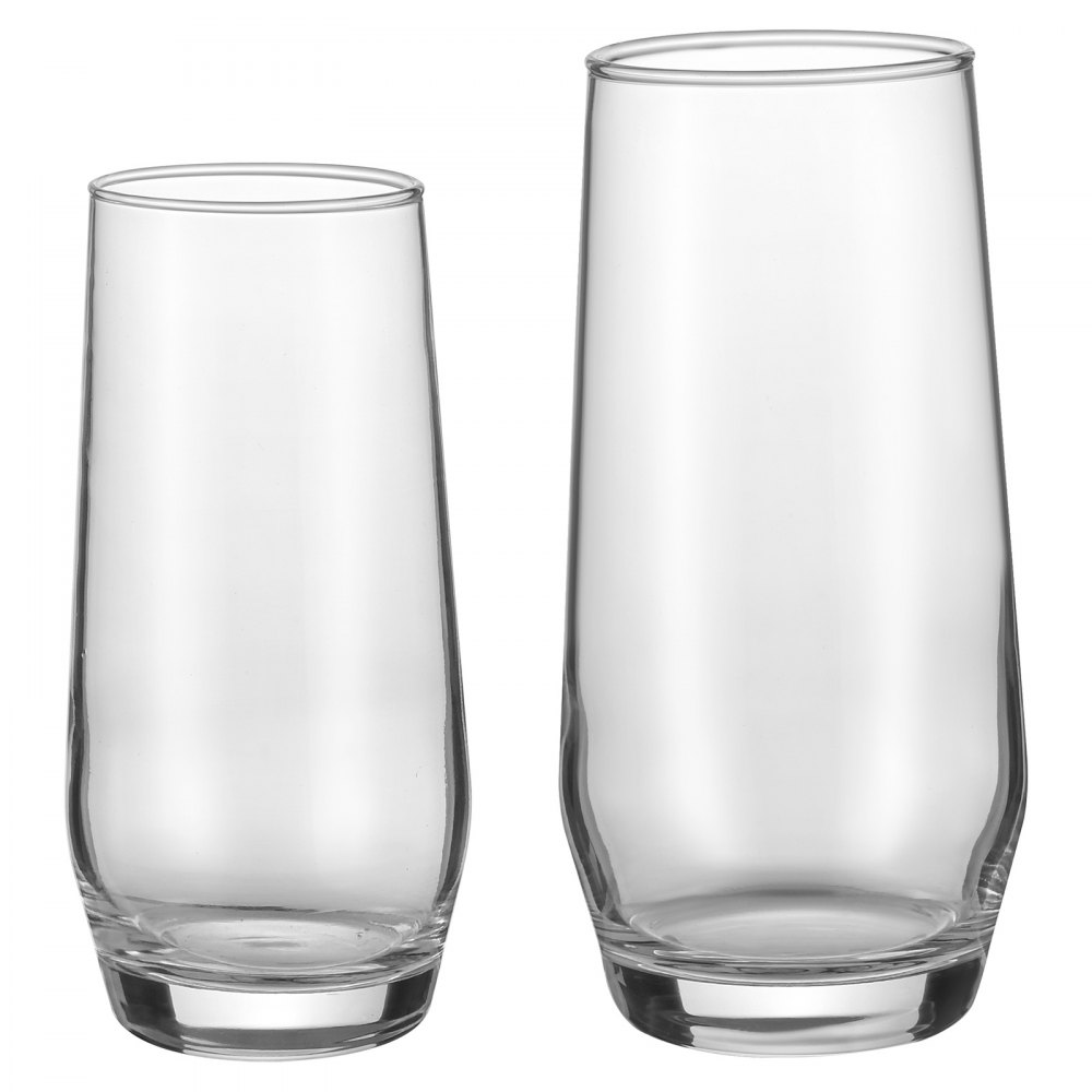 VEVOR Drinking Glasses Set, 16-Piece Crystal Glass Cups, Elegant Mixed Glassware Set, with 8 Pcs 18.26 Oz Highball and 8 Pcs 11.5 Oz Cocktail Drinkware for Kitchen, Beer, Smoothie, Juice, Soda, Wine