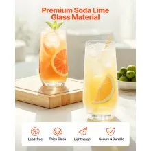 VEVOR 16 PCS Drinking Glasses Set 18.26 Oz 11.5 Oz Highball Cocktail Glassware