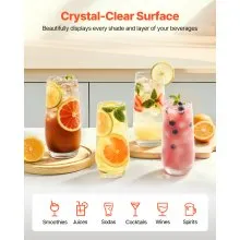VEVOR 16 PCS Drinking Glasses Set 18.26 Oz 11.5 Oz Highball Cocktail Glassware