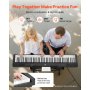 VEVOR vážené digitální piano, 88 kláves, plně vážené, elektrické piano, duální klaviatura a reproduktory s X stojanem, sustain pedál, funkce nahrávání, 280 tónů, bezdrátové připojení, pro začátečníky, černé