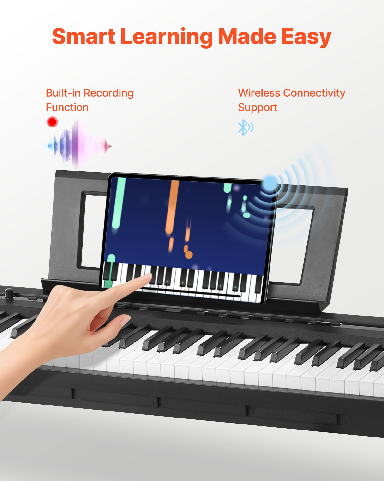 VEVOR Weighted Digital Piano, 88 Keys Fully Weighted, Electric Piano Dual Keyboard & Speakers with X Stand, Sustain Pedal, Recording Function, 280 Tones, Wireless Connection, for Beginners, Black