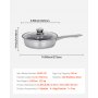 VEVOR Egg Poacher Pan, 4-Cup Poached Egg Maker, Stainless Steel Poaching Pan and Frying Skillet, with 4 Nonsitck Detachable Large Cups, Lid, and Silicone Spatula, Compatible with Induction Stovetop