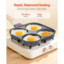 VEVOR 4 Holes Egg Pan Aluminium Omelette Skillet Nonstick Pancake Maker with Lid