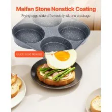 VEVOR 4 Holes Egg Pan Aluminium Omelette Skillet Nonstick Pancake Maker with Lid