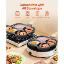 VEVOR 4 Holes Egg Pan Aluminium Omelette Skillet Nonstick Pancake Maker with Lid