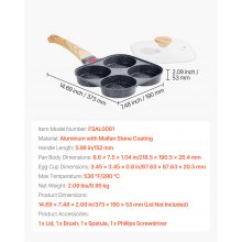 VEVOR 4 Holes Egg Pan Aluminium Omelette Skillet Nonstick Pancake Maker with Lid
