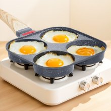 VEVOR 4 Holes Egg Pan Aluminium Omelette Skillet Nonstick Pancake Maker with Lid