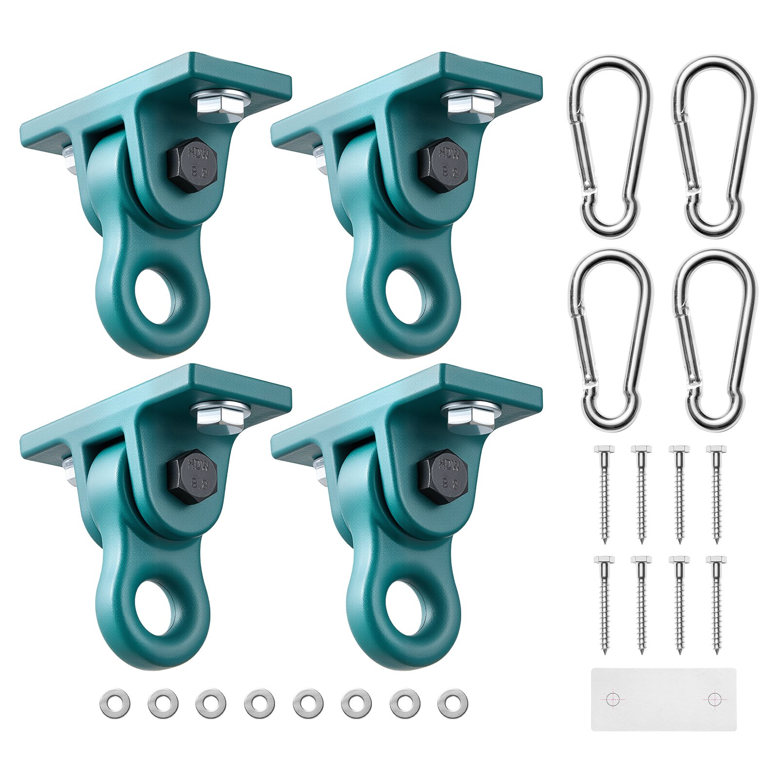 VEVOR Swing Hangers, 4 Pack Heavy Duty Swing Brackets, 2268 kg Capacity, Screws Bolts Included, Smooth Dual Bearing, Aluminum Alloy Hangers, for Playground Porch Yoga Chair Wooden Indoor Outdoor
