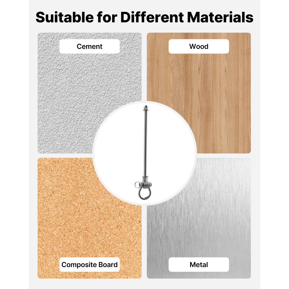 VEVOR Swing Hangers, 6 Pack Heavy Duty Swing Brackets, 386 kg Each Load Capacity, Smooth Bearing, Stainless Steel Hangers, Ideal for Hammocks Playground Porch Yoga Boxing Bag Indoor Outdoor, Silver