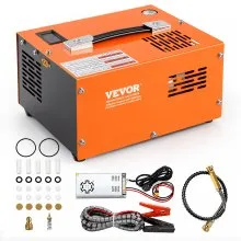 VEVOR PCP Air Compressor, 4500PSI/30Mpa Portable PCP Airgun Compressor with External Converter, DC12V, AC230V | Oil & Water-Free | Manual-Stop Air Rifle, Paintball and Scuba Tank Compressor Pump