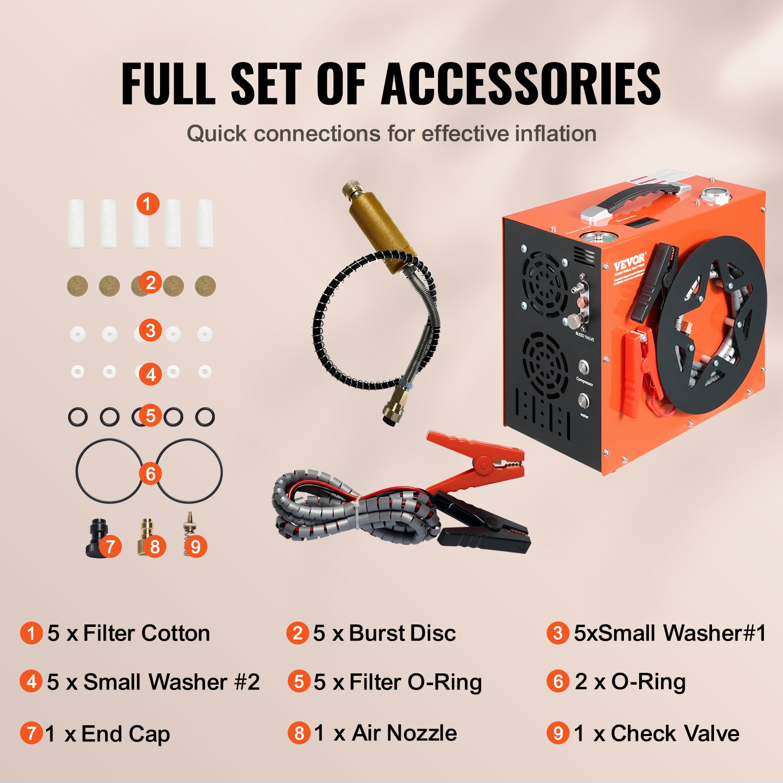 VEVOR PCP Air Compressor, 4500PSI/30Mpa Portable PCP Airgun Compressor - Built-in Water and Fan Cooling System, Auto-Stop | DC12V/AC230V Paintball Tank Compressor for Air Rifle, Scuba Diving Bottle