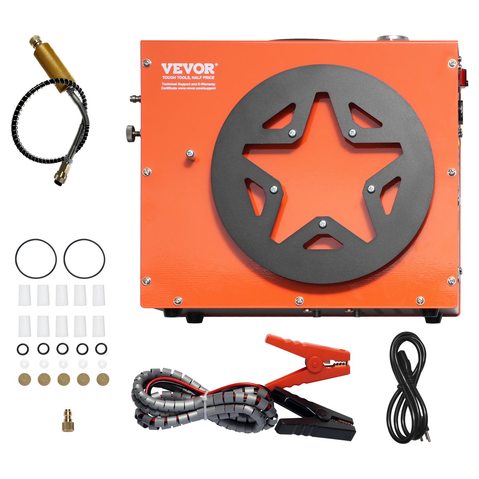 VEVOR PCP Air Compressor, 4500PSI/30Mpa Portable PCP Airgun Compressor - Built-in Water and Fan Cooling System, Auto-Stop | DC12V/AC230V Paintball Tank Compressor for Air Rifle, Scuba Diving Bottle