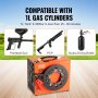 VEVOR pcp air compressor compatible with 1l gas cylinders for paintball guns, pcp rifles, and scuba tanks.